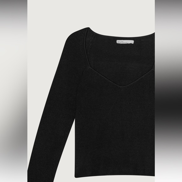 OAK + FORT Sweetheart Neckline Top (Black / size S) - Picture 2 of 7